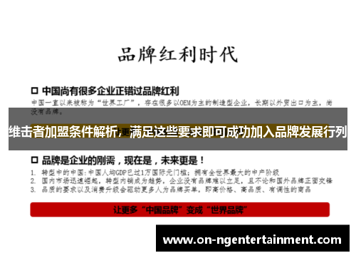 维击者加盟条件解析，满足这些要求即可成功加入品牌发展行列